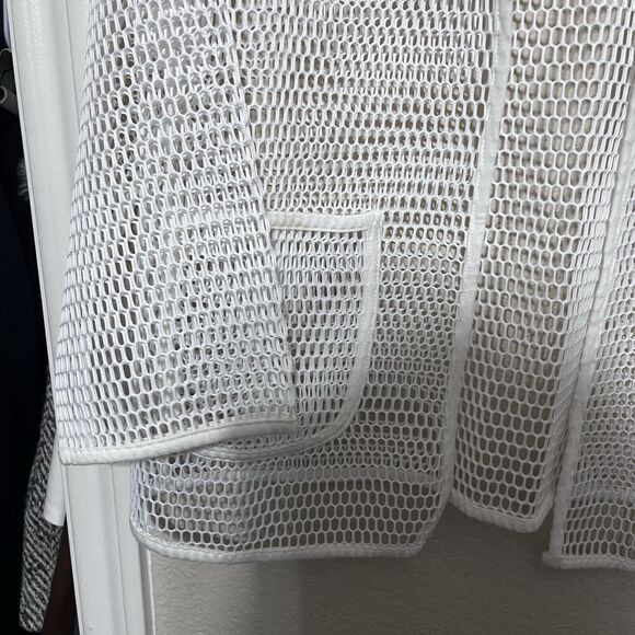 Alfani White Open Front Mesh Jacket Cardigan Womens M cyber punk Whimsigoth - Picture 4 of 8